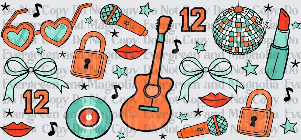 Pop Star Music Icons Retro Doodle Collage