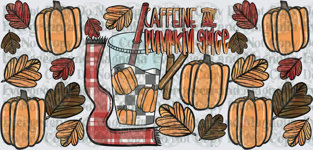 Caffeine and Pumpkin Spice Fall Iced Coffee Plaid Scarf
