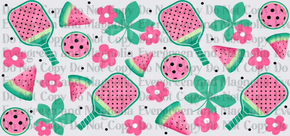 Watermelon Pickleball Paddle Floral Pattern Pink Mint