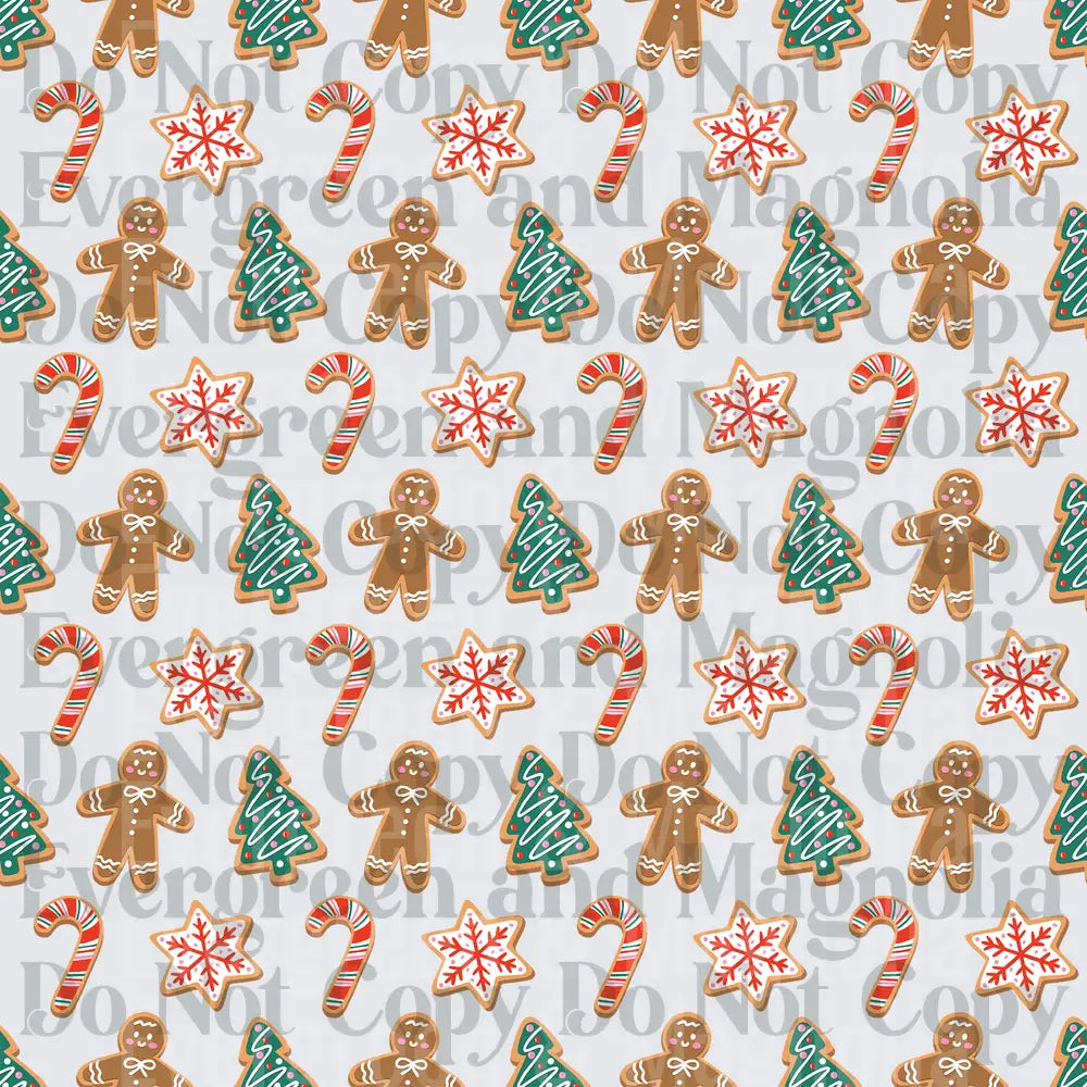 Christmas Cookie Pattern Gingerbread Candy Cane Snowflake