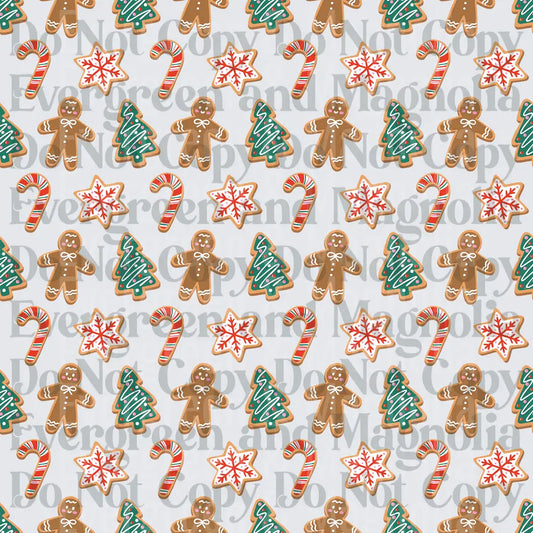 Christmas Cookie Pattern Gingerbread Candy Cane Snowflake
