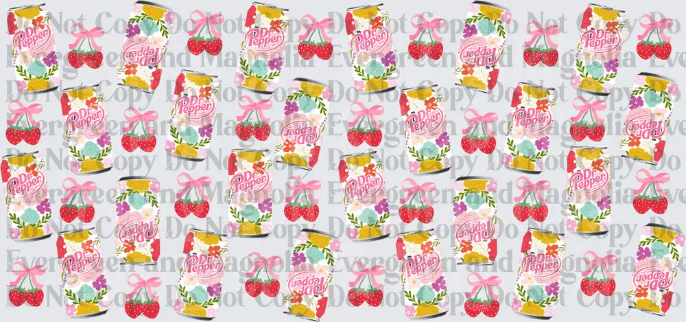 Floral Soda Can Pattern with Cherries Strawberries and Bows