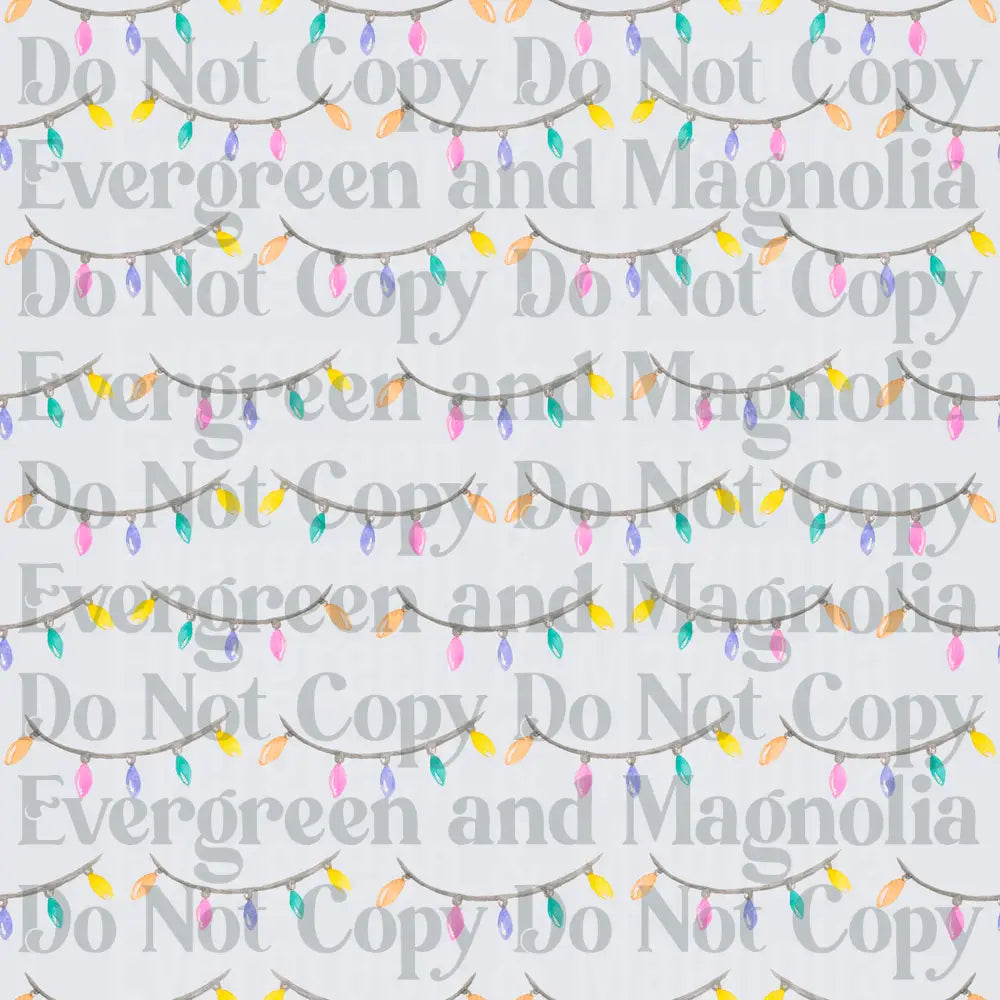 Pastel Watercolor String Lights Repeating Pattern