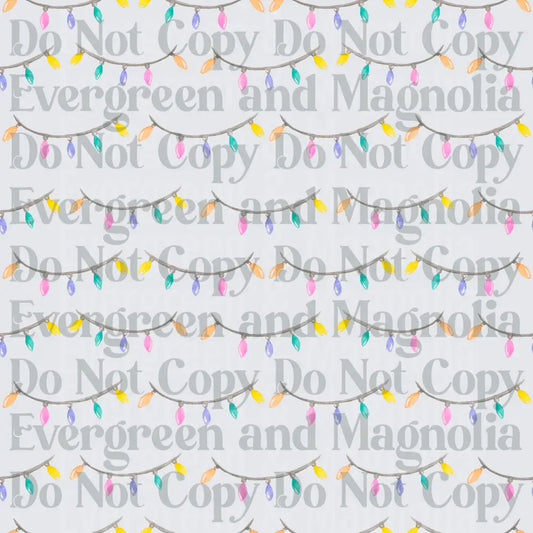 Pastel Watercolor String Lights Repeating Pattern