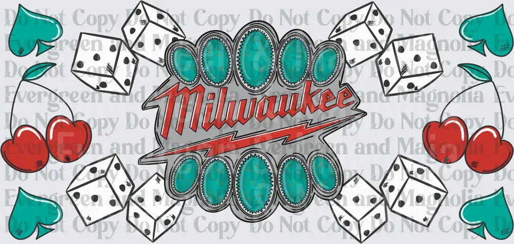 Milwaukee Turquoise Belt Buckle Dice Cherries Spades Design