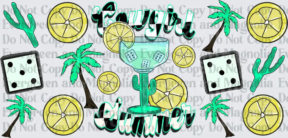 Cowgirl Summer Margarita Cactus Palm Tree Citrus Design