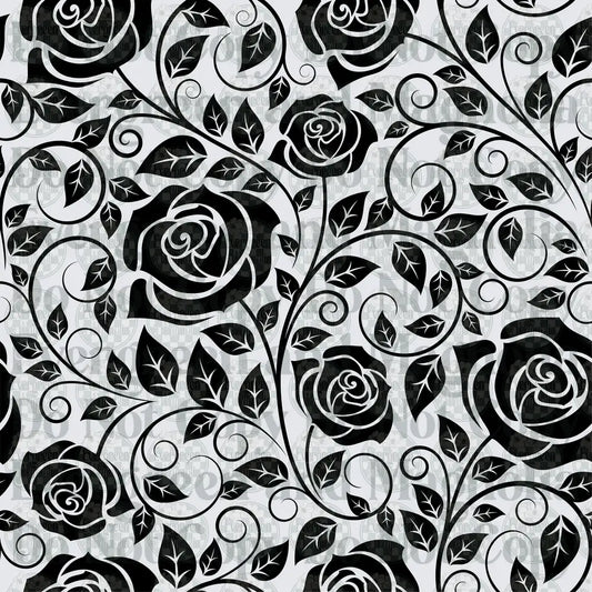 Black and White Rose Vine Floral Pattern