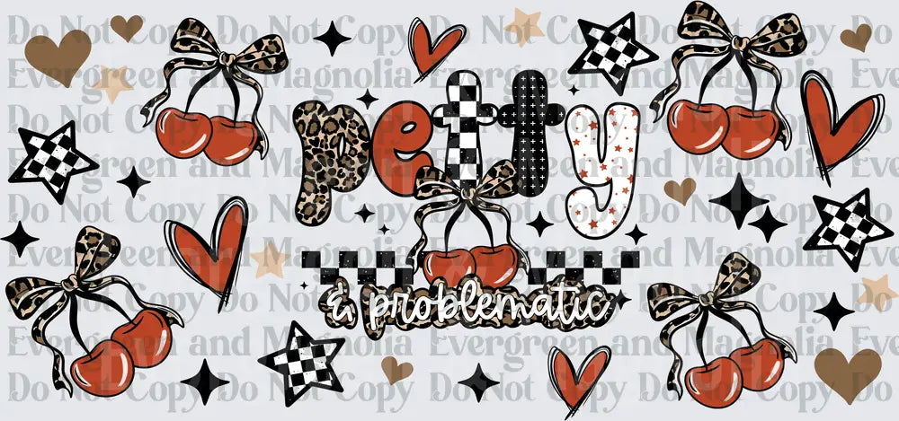 Petty & Problematic Leopard Checkered Cherry Bow Design