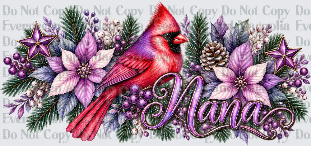 Nana Red Cardinal Purple Poinsettia Winter Floral