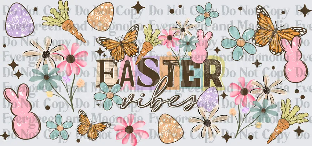 Easter Vibes Floral Bunny Butterfly Pastel Spring Design