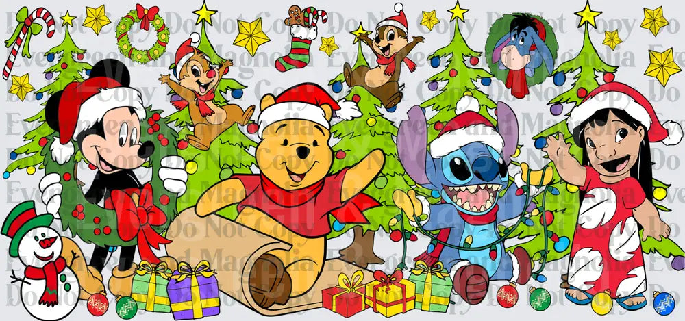 Cartoon Friends Christmas Holiday Festive Scene