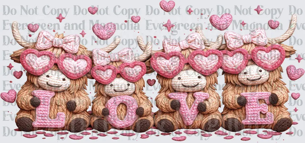 Crochet Highland Cows Heart Sunglasses LOVE Valentine
