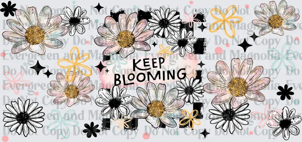 Keep Blooming Daisy Floral Pastel Watercolor Design