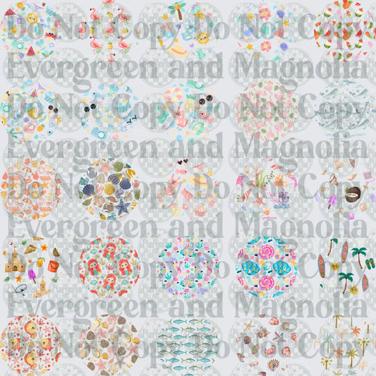 Cute Summer Beach Ocean Pattern Circle Bundle Set