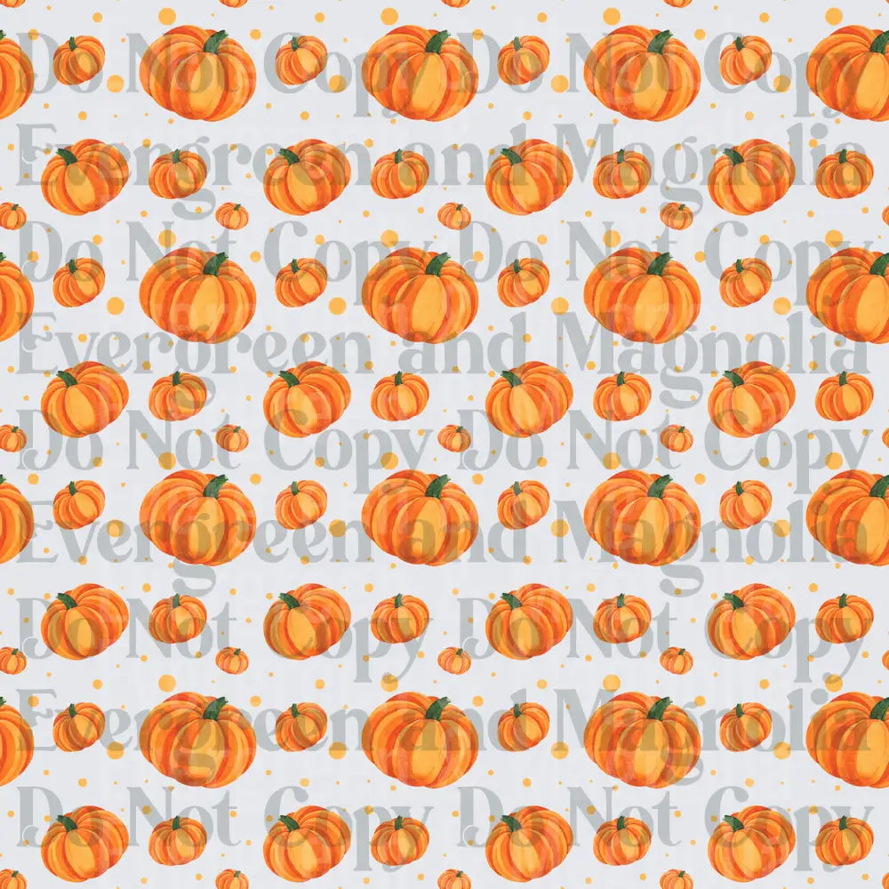 Watercolor Orange Pumpkins Scattered Dots Repeat Pattern