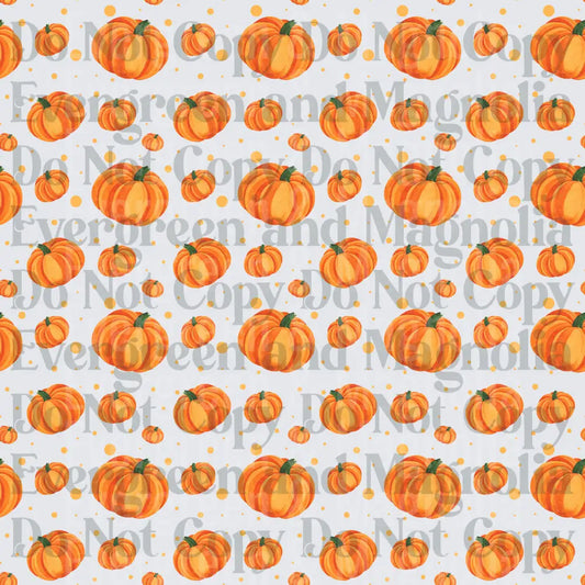 Watercolor Orange Pumpkins Scattered Dots Repeat Pattern